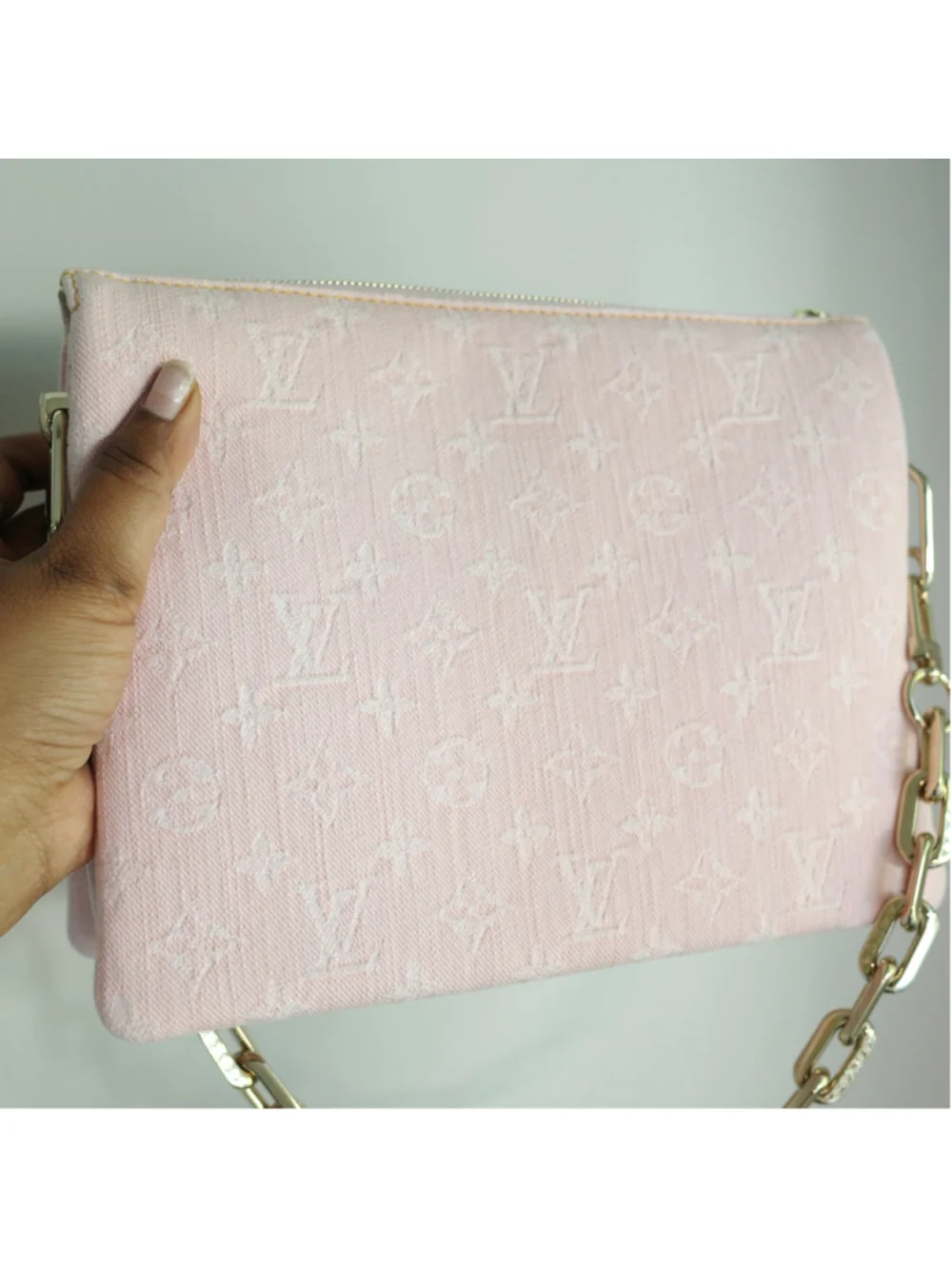 LOUIS VUITTON Light Pink Denim Coussin PM